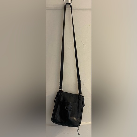 FOSSIL Early Vintage Small Black Leather Shoulder Crossbody Organizer Bag - Picture 2 of 11